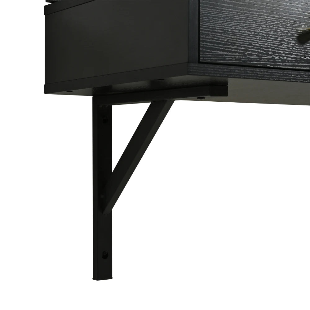 Floating Makeup Vanity Desk with Mirror 3-Color Lights Storage Outlet