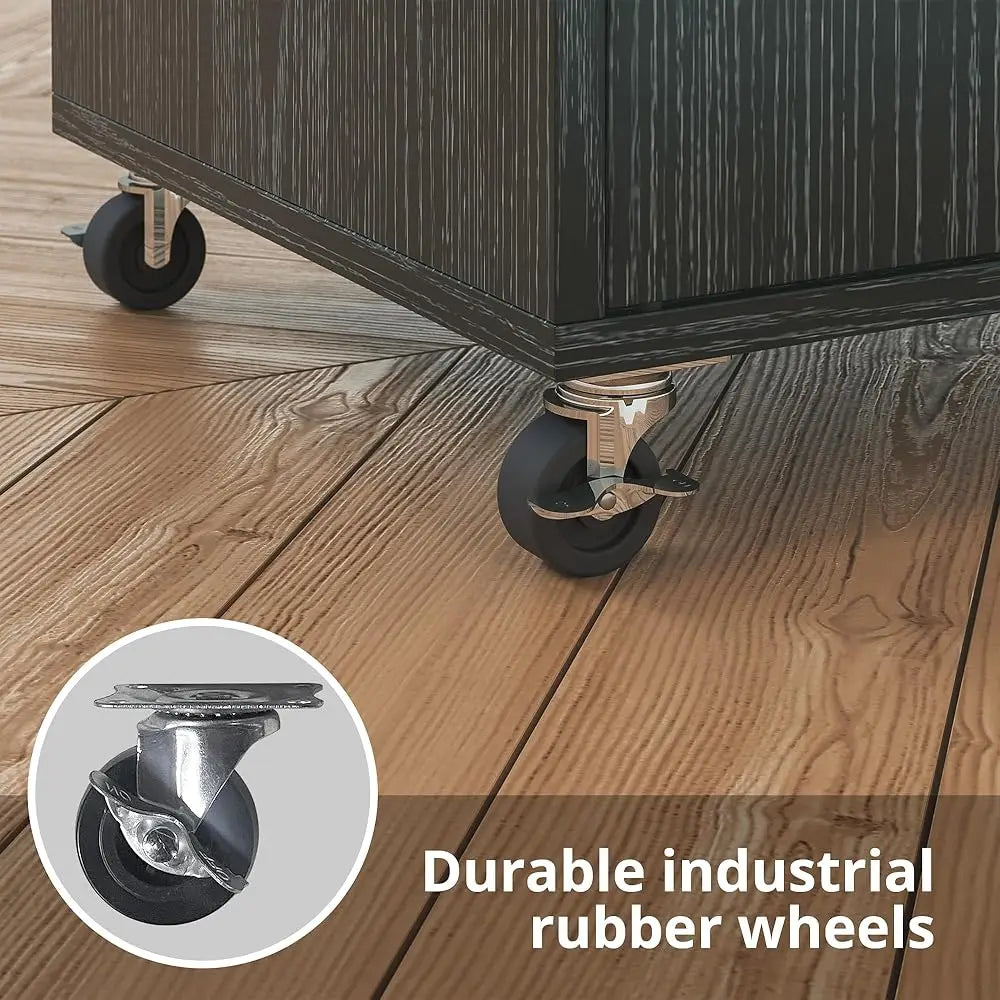 Rolling Kitchen Island Cart with Drop-Leaf Wine Rack and Drawer