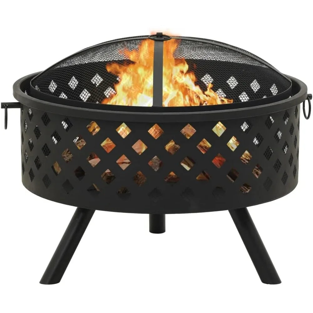 Steel Fire Pit XXL 26.8" Outdoor Garden Patio Heater with Poker