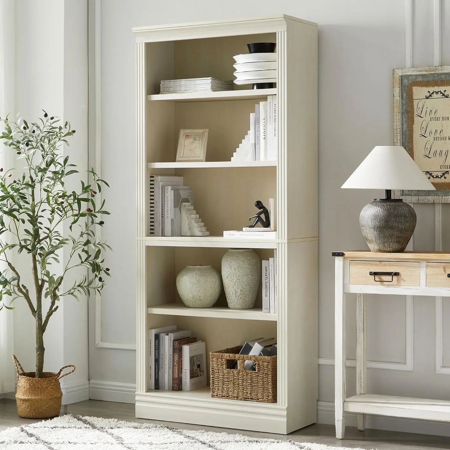 Standard 5 Tier Bookshelf Adjustable Shelves Floor Standing Organizer