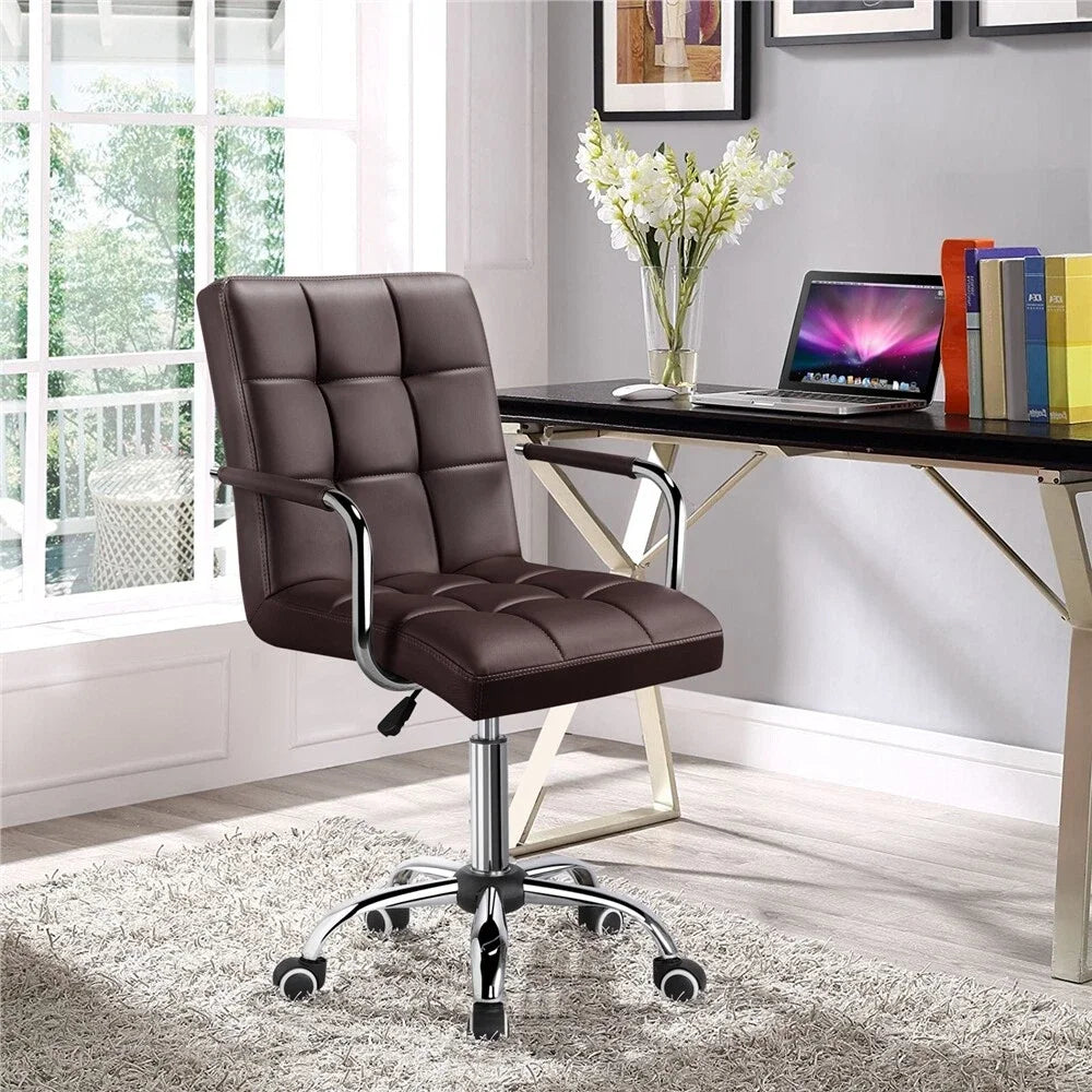 Ljustra Office Desk Chair PU Leather Swivel Makeup Chair with Wheels