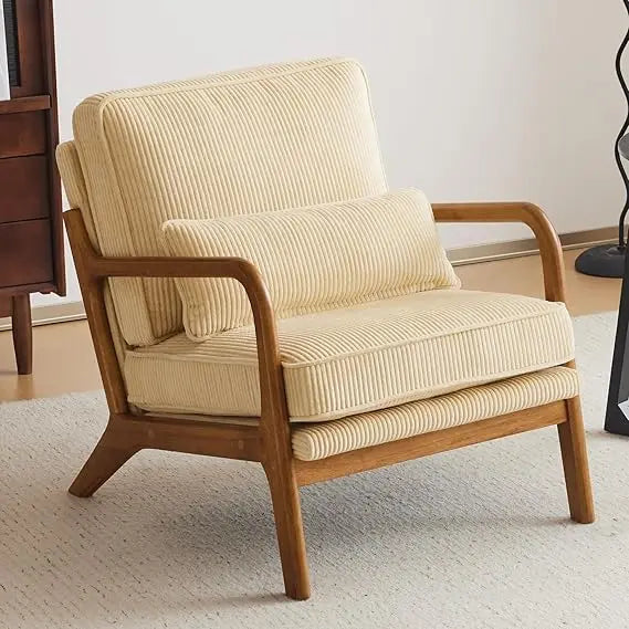 Upgraded Premium Corduroy Accent Chair Comfy Reading Chair Mid Century