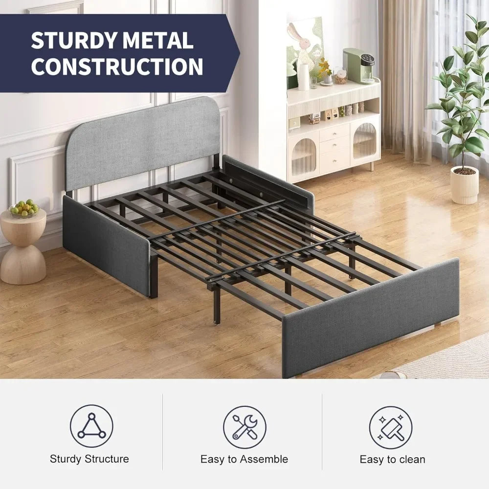 Ljustra Modern Pull Out Sofa Bed Convertible Sleeper Linen Couch