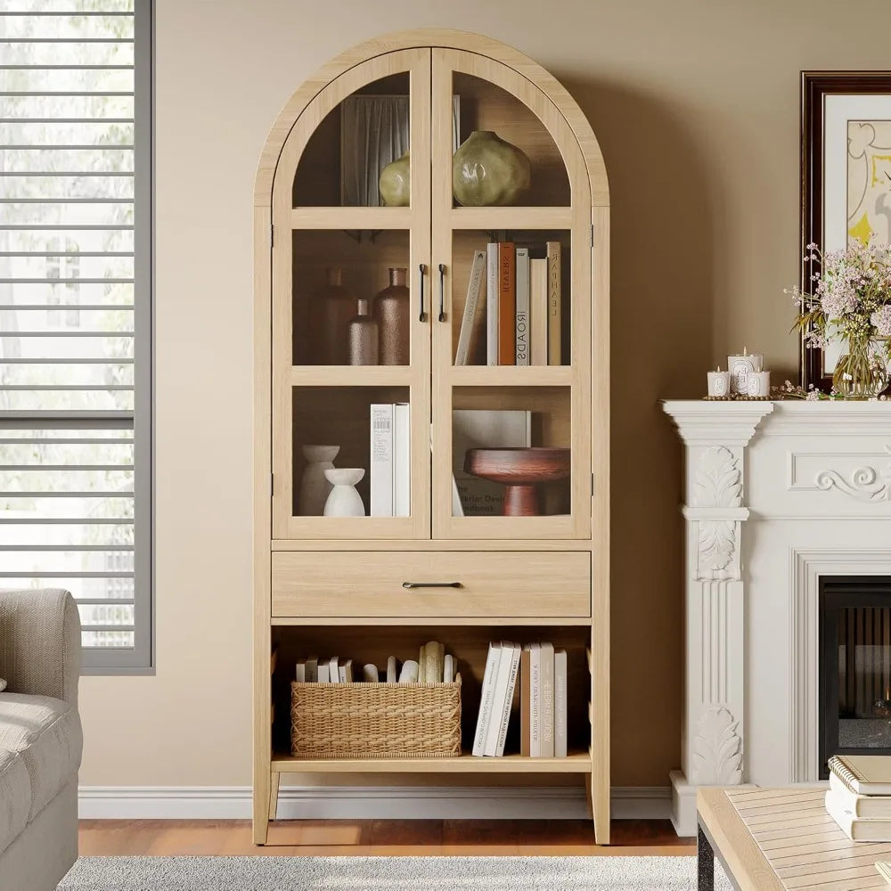 Whiskey Wine Storage Cabinet Glass Holder Stylish Home Bar Arched Design