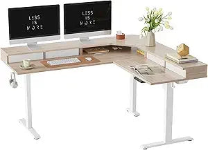 L Shaped Electric Adjustable Height Desk with 4 Drawers for Home Office