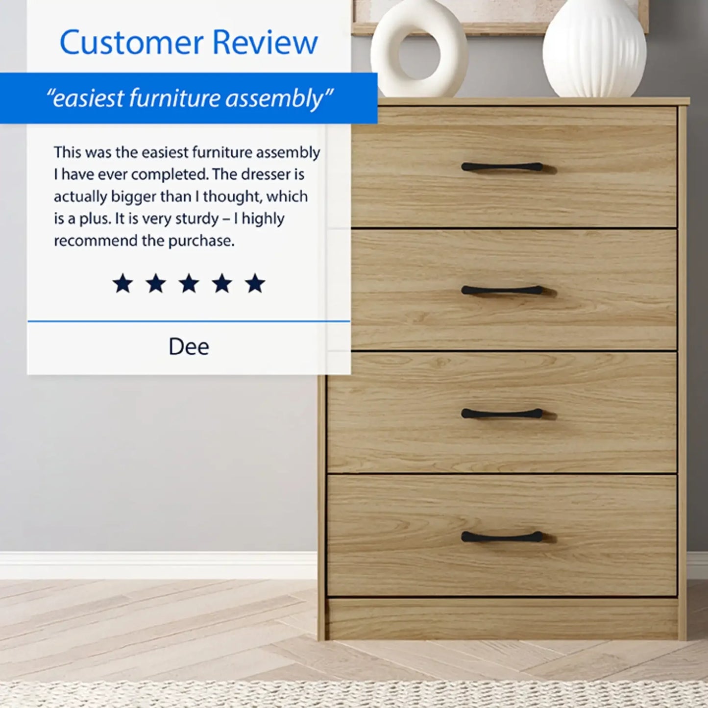 Ardent 4 Drawer Dresser Storage Solution Modern Furniture Euro Oak