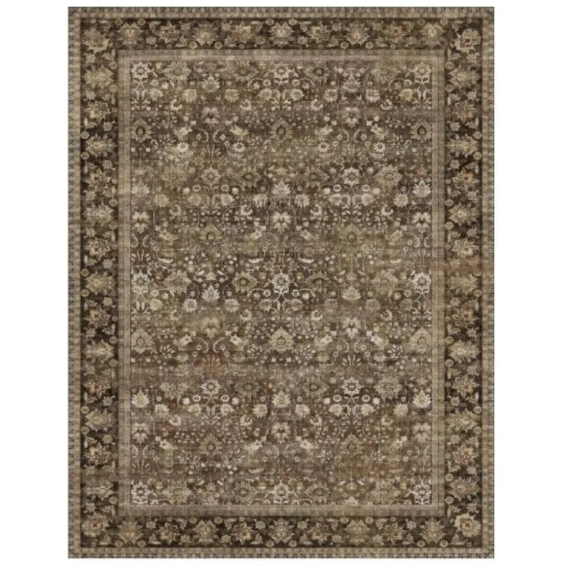 Brown Floral Hallway Rug Soft Non-Slip Washable Indoor Decorative Carpet