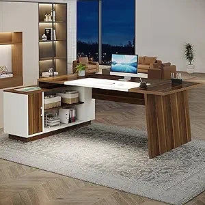 L-Shaped Executive Office Desk 70.5 Inch Modern Computer Desk with Storage