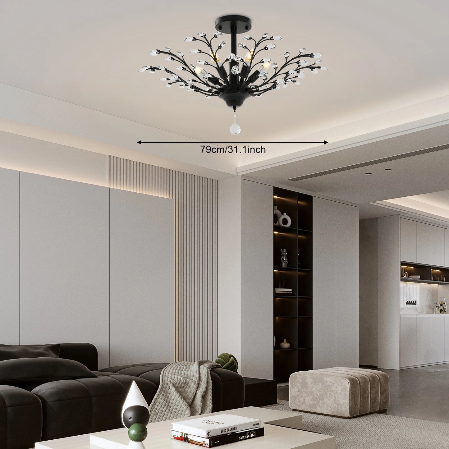 Vintage Crystal Chandelier Pendant Light for Living Rooms Entrances