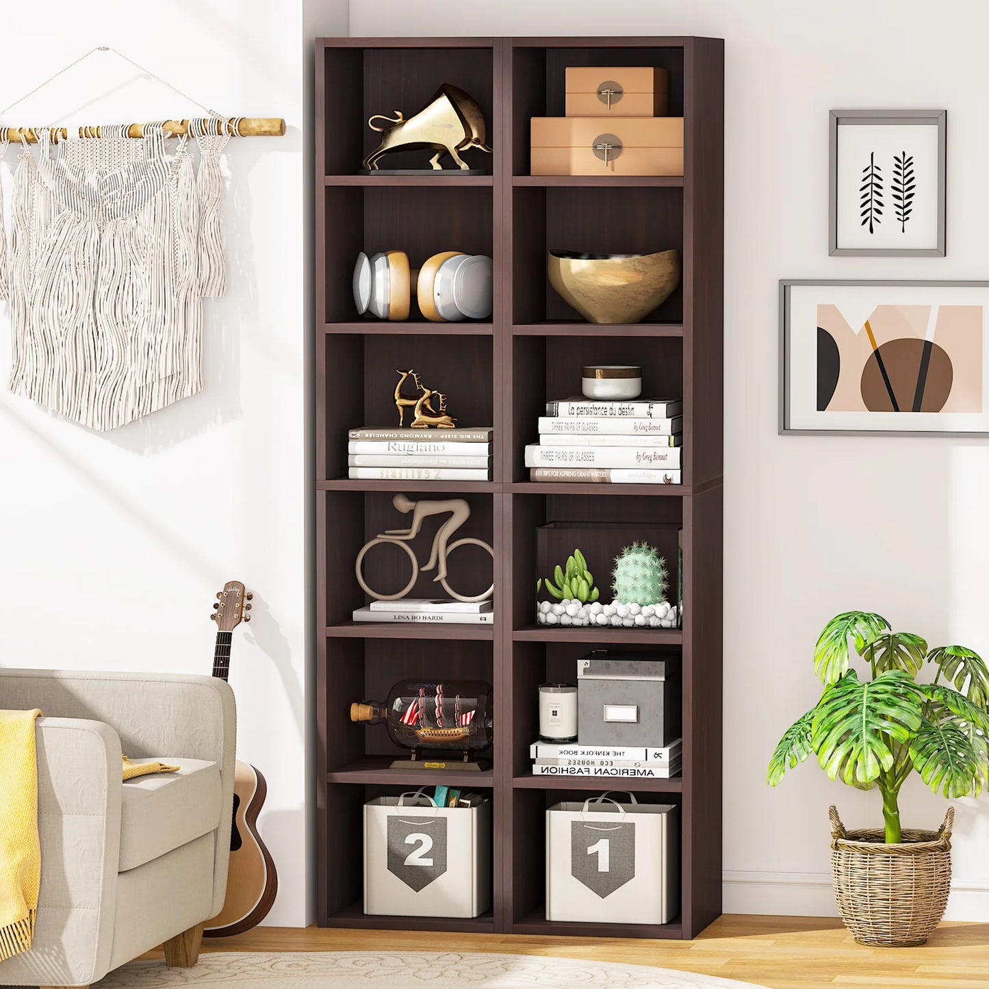 Ljustra 70.9 Inch Tall Narrow Bookcase Modern White Corner Storage Shelf