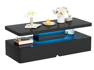 Modern LED Coffee Table 40 Inch Double Layer Stylish Living Room Table