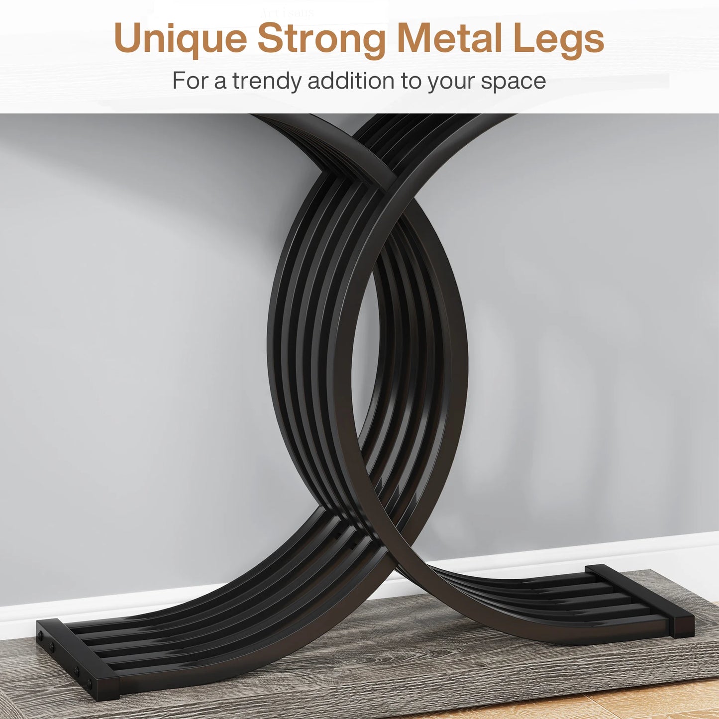 Ljustra Modern 39-Inch Console Table Faux Marble Gold Metal Legs