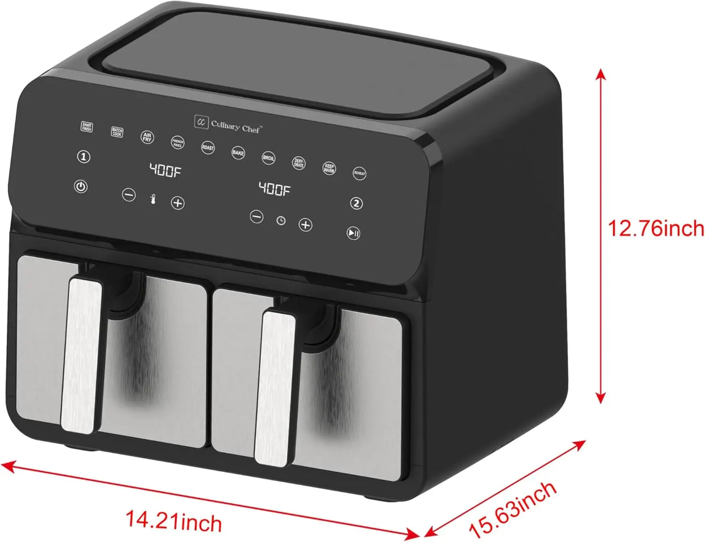 Ljustra 9.5 Quart Electric Air Fryer Dual Basket Adjustable Temperature