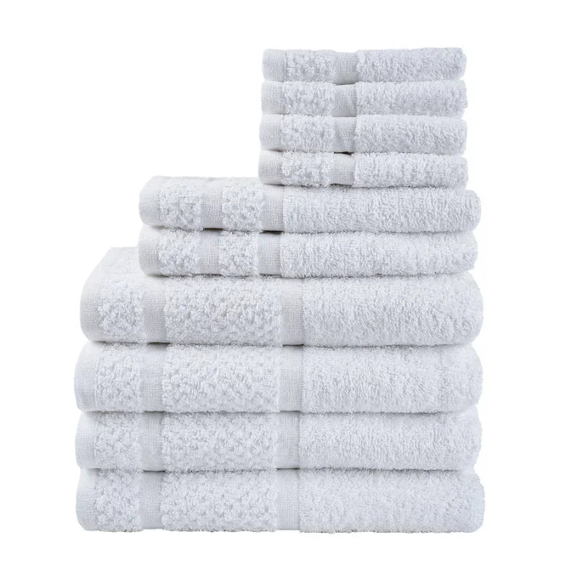 10 Piece Soft Cotton Towel Set Quick Dry Absorbent Durable Bathroom