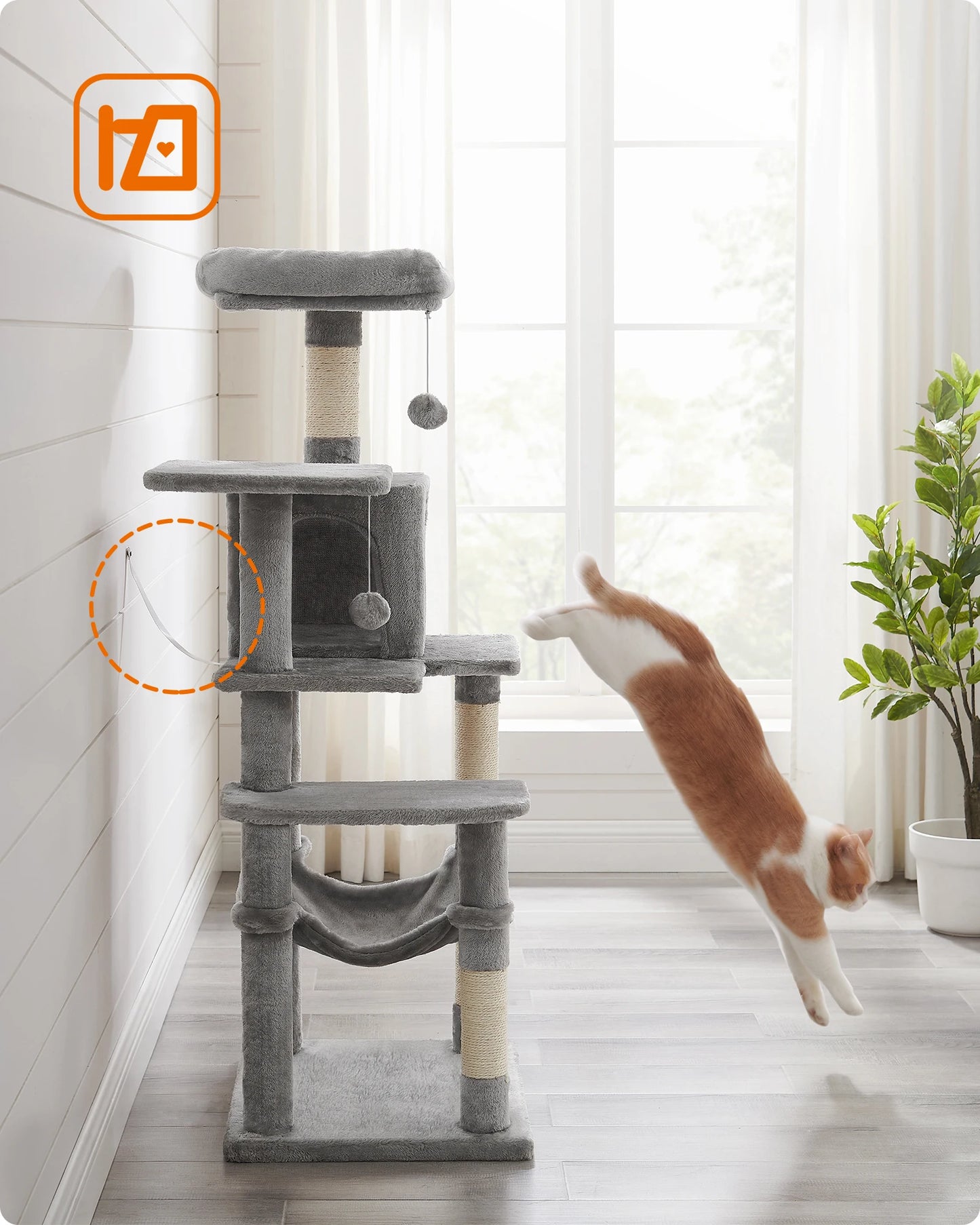 Ljustra 56 Inch Cat Tree Multi-Level Cat Condo with Scratching Posts