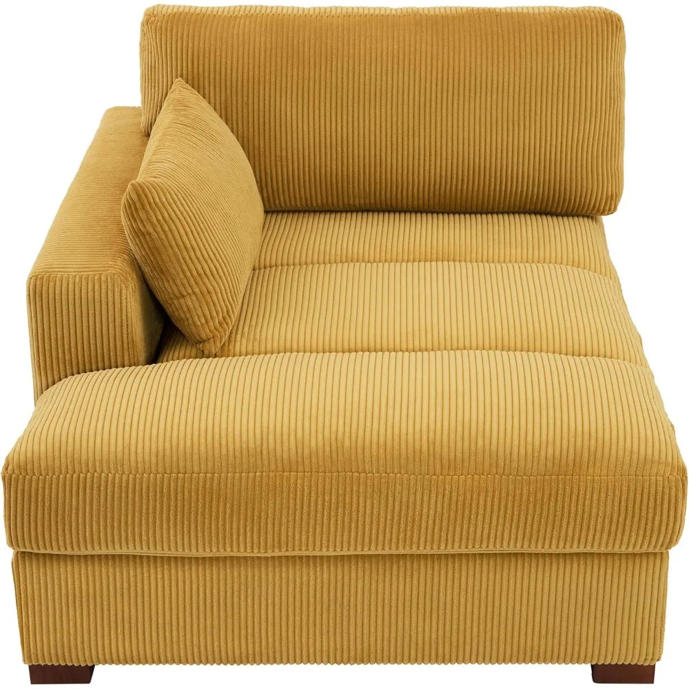 Oversized Corduroy Chaise Lounge Chair with Cushion Indoor Recliner