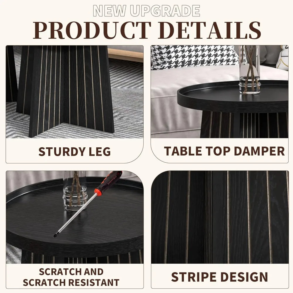 Round Nesting Coffee Table Set Modern Small Living Room Bedroom Office