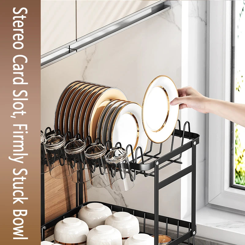 1 Or 2-Tier Space-Saving Kitchen Dish Drying Rack Multifunctional