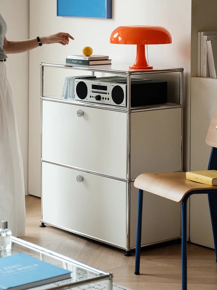 Modern Stainless Steel Storage Cabinet Sideboard for Bedroom Living Room