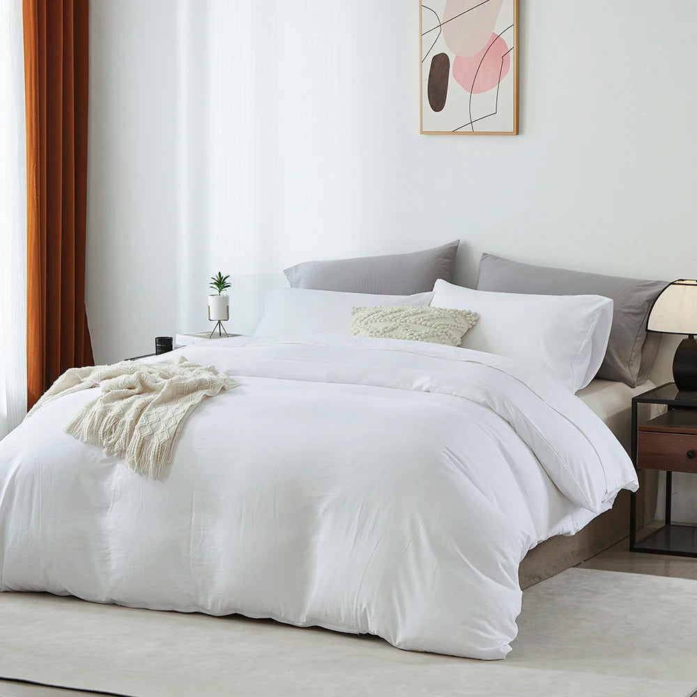 Boho Duvet Cover All Seasons Solid Color Chic Home Bedding Set