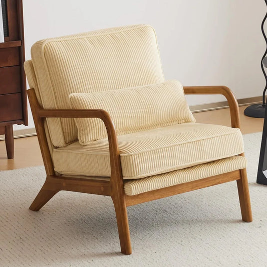 Upgraded Premium Corduroy Accent Chair Comfy Reading Chair Mid Century