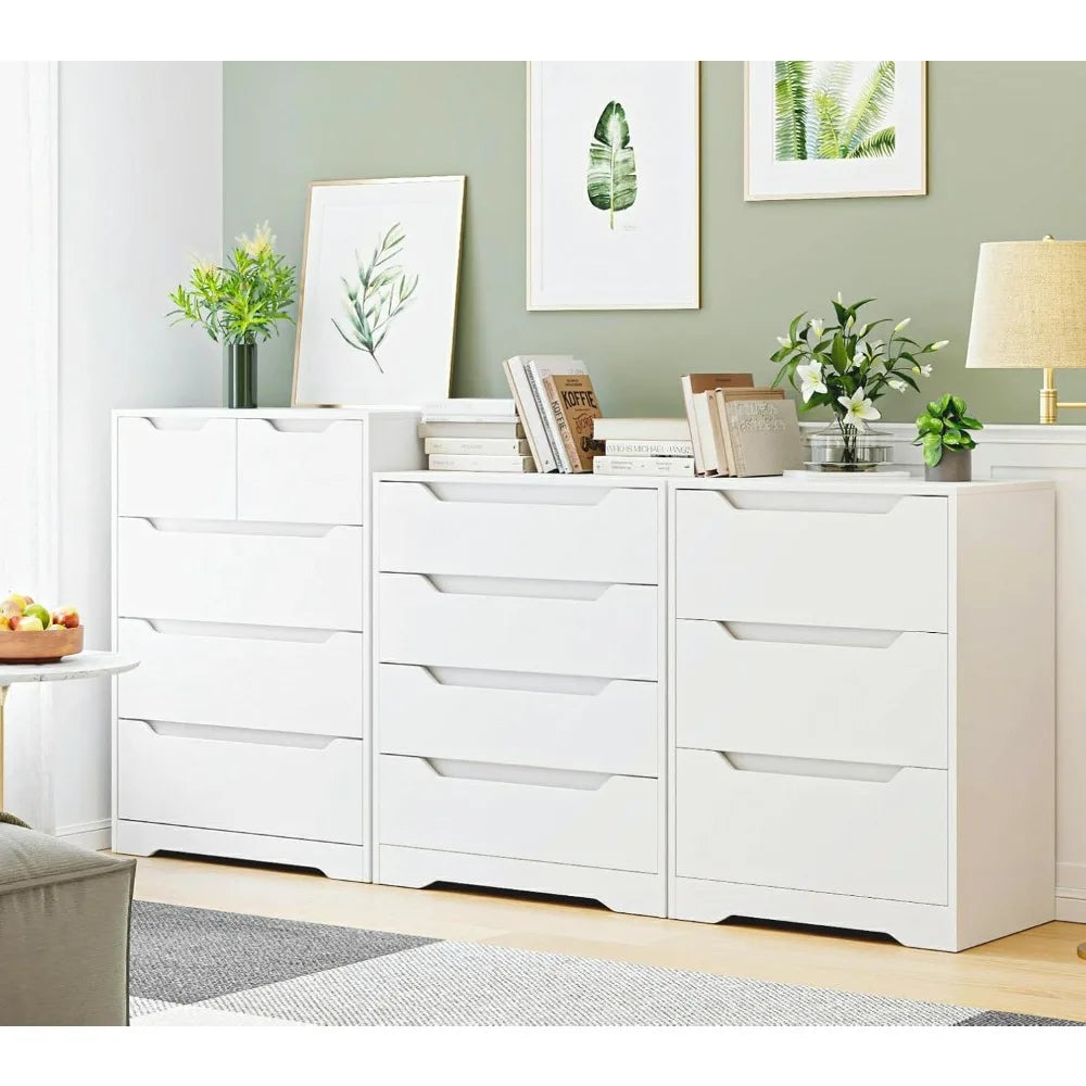 Modern Wood 3-Drawer Dresser Tall Nightstand Storage Chest Accent Furniture