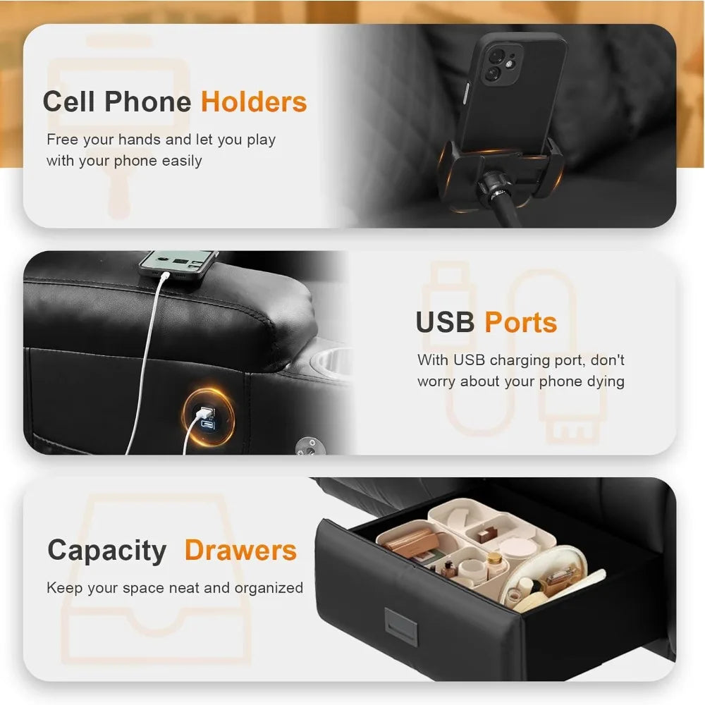 Ljustra Recliner Sofa 4 Seater Dual Reclining Modern Couch Living Room