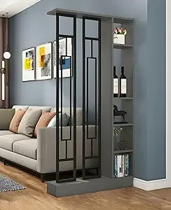 Wall Room Divider Bookshelf Modern Wood Bookcase Stylish Storage Cabinet
