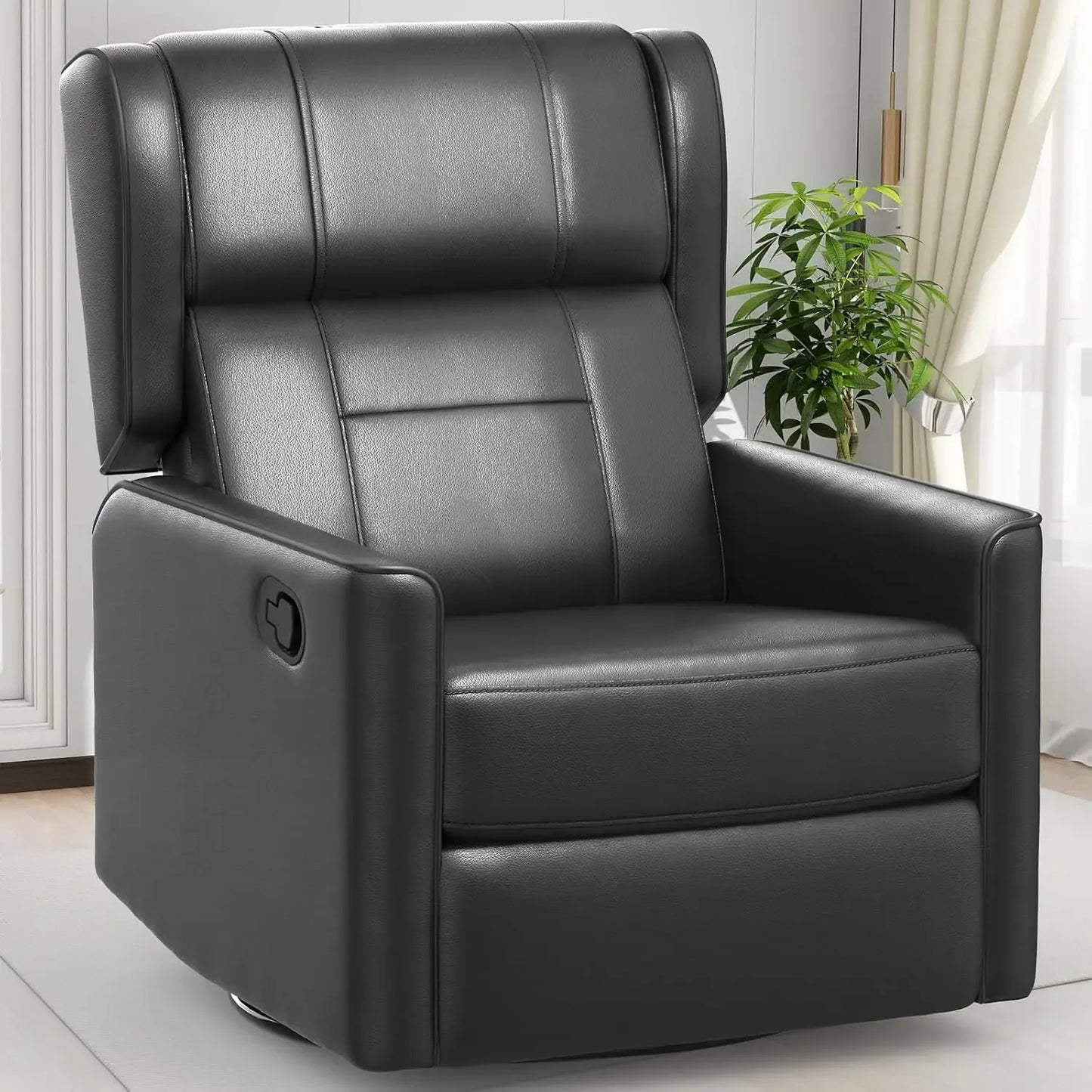 360 Swivel Recliner Chair Plush Rocking Glider Leather Upholstery