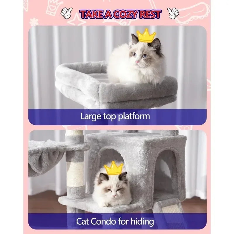 HOME Cat Tree Tower with Condo 2 Baskets Large Platform Scratch Posts