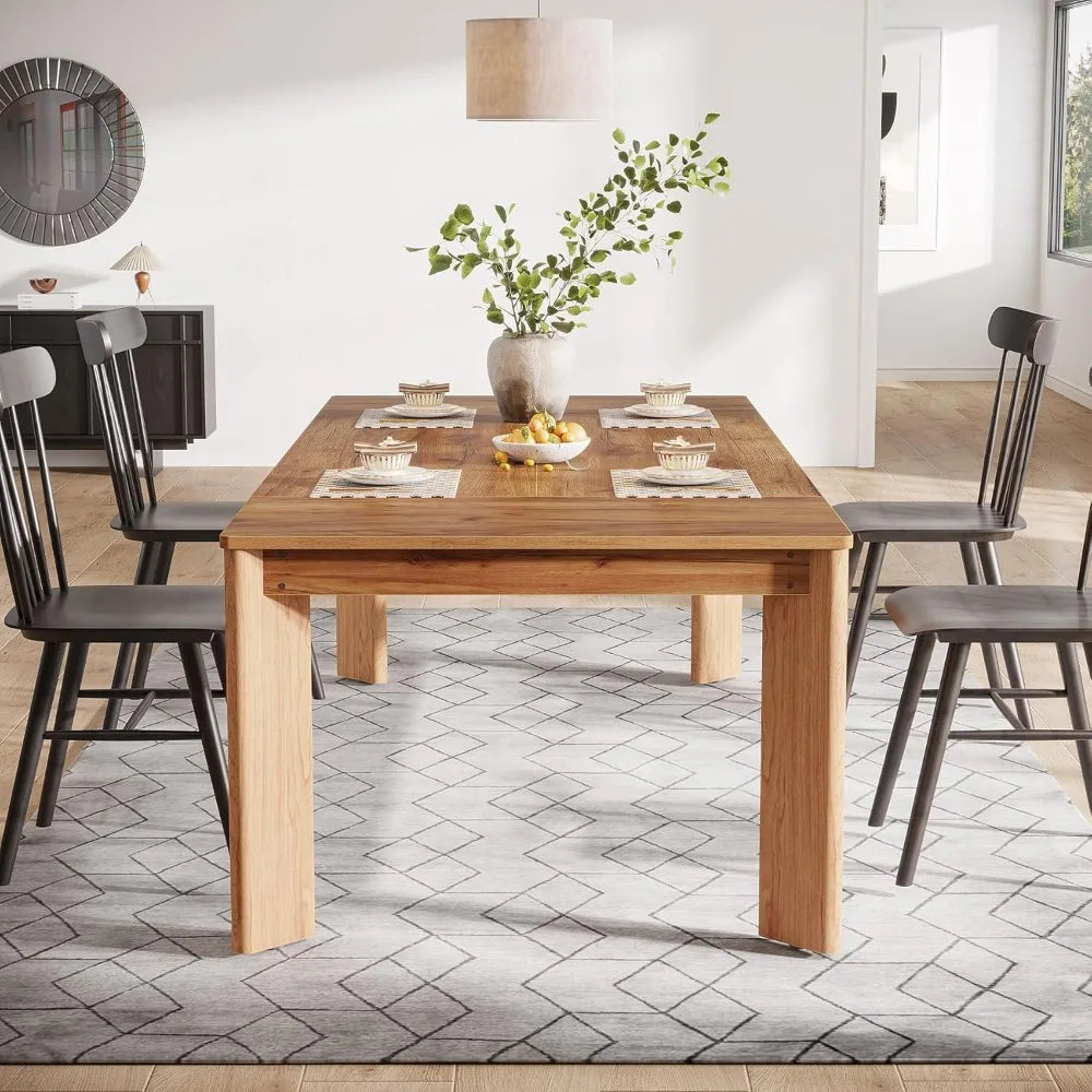 Modern Dining Table for 4-6 People Rectangular Kitchen Table