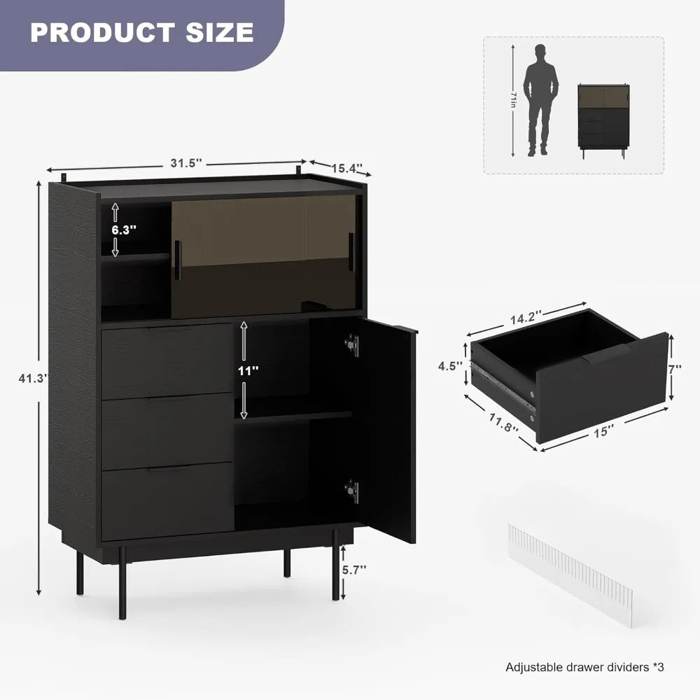 Modern Sideboard Cabinet with Storage Buffet 31.5x45 Sliding Doors