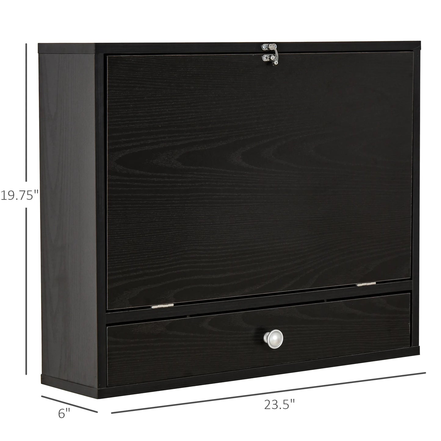 Black Wall Mounted Foldable Desk Space Saving Children Workstation