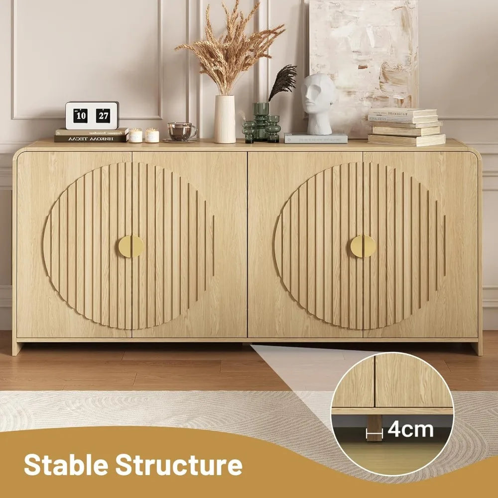 Modern 65" Sideboard Buffet Storage Cabinet with Adjustable Shelves