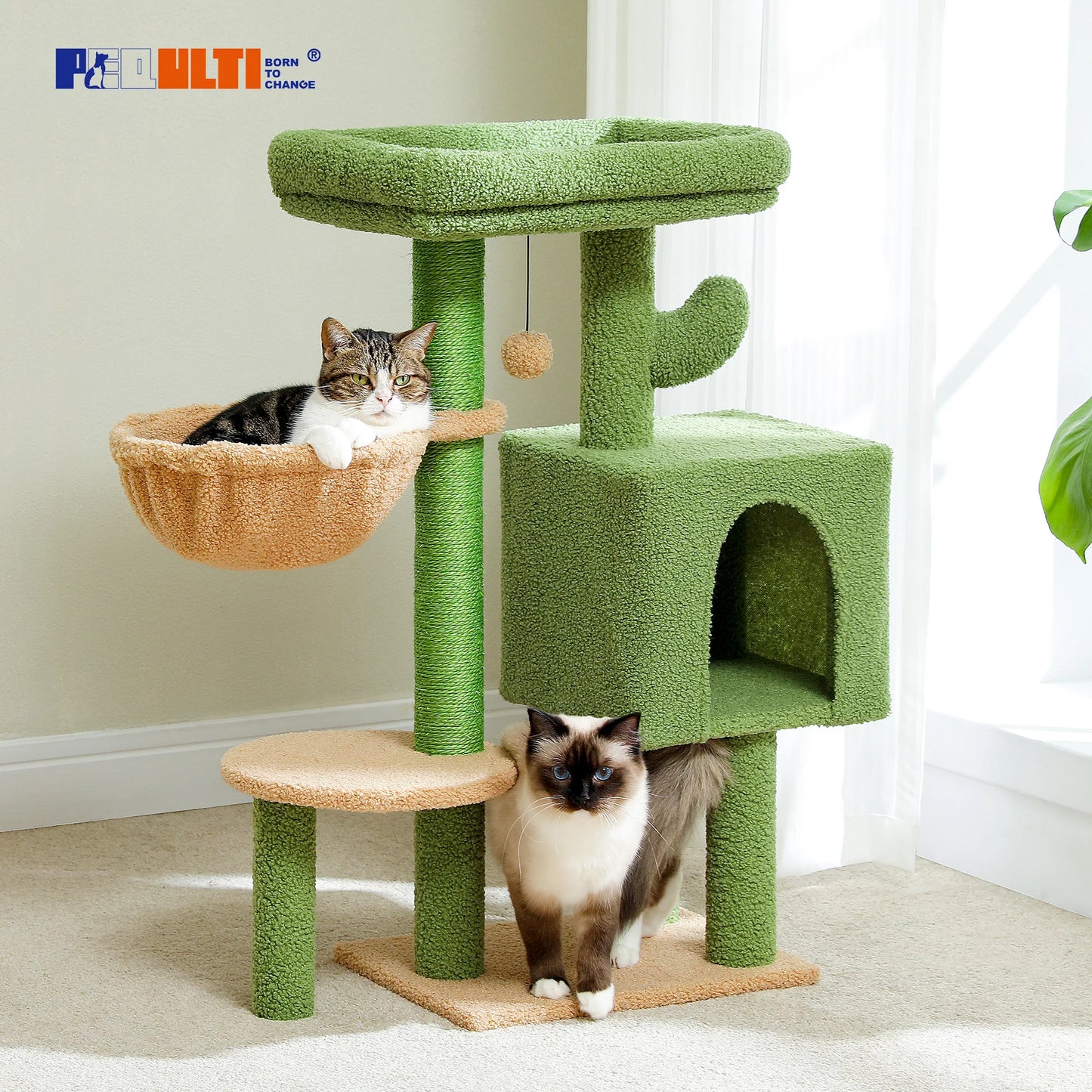Stable Cat Tree Tower with Scratching Post Hammock Condo for Cats