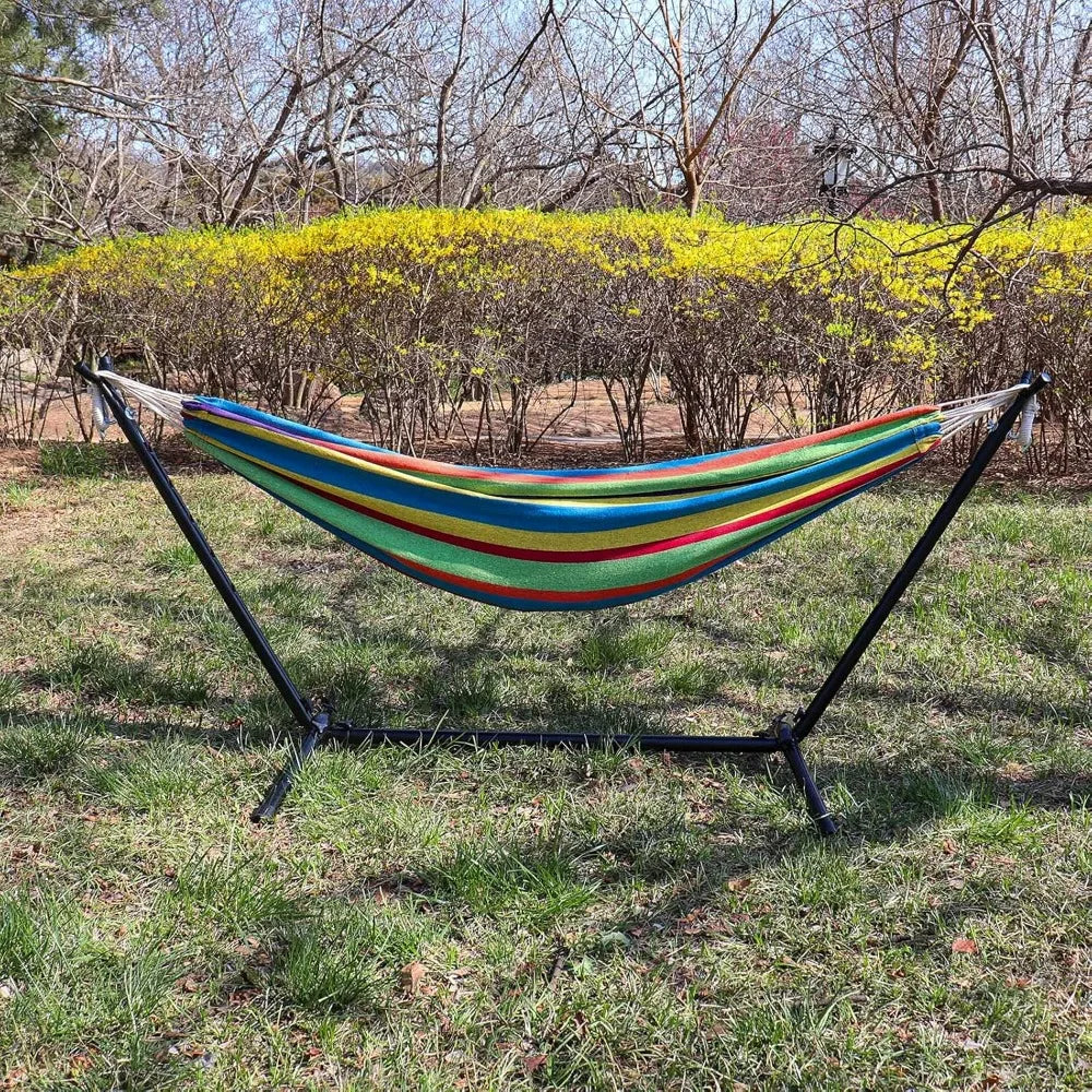 Large Hammock with Steel Stand for 2 Person Relaxation Max 600 Lbs