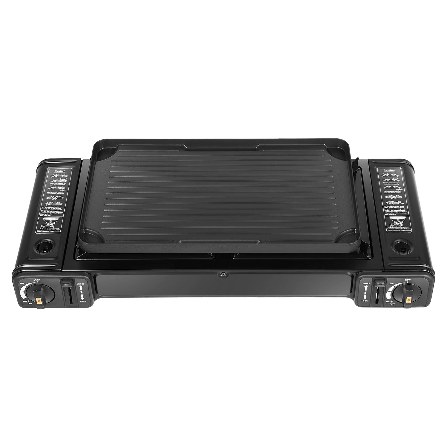 Ljustra Portable Dual Burner Camping Stove with Grill Tray and Case