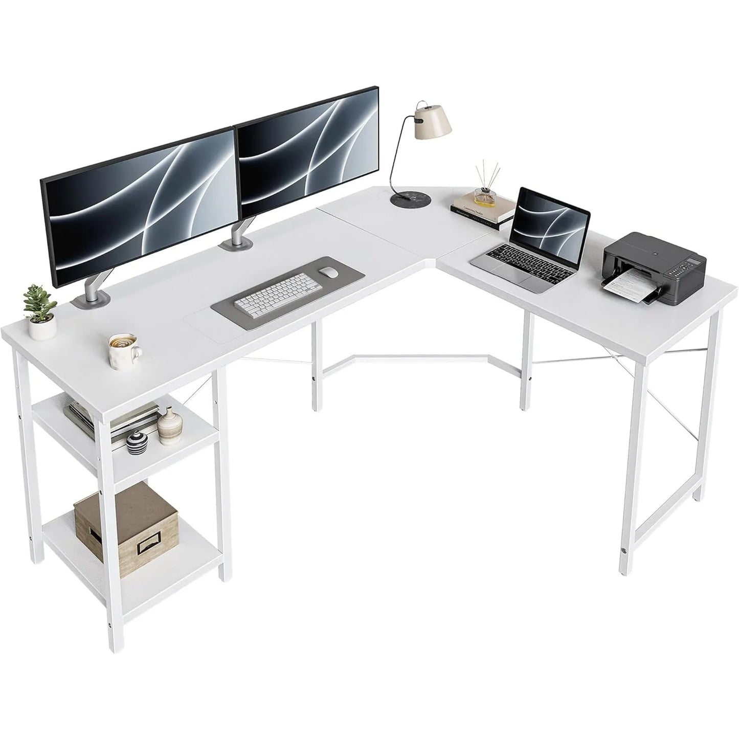 L Shaped Desk 59 Inch Reversible Corner Desk with Storage for Home Office