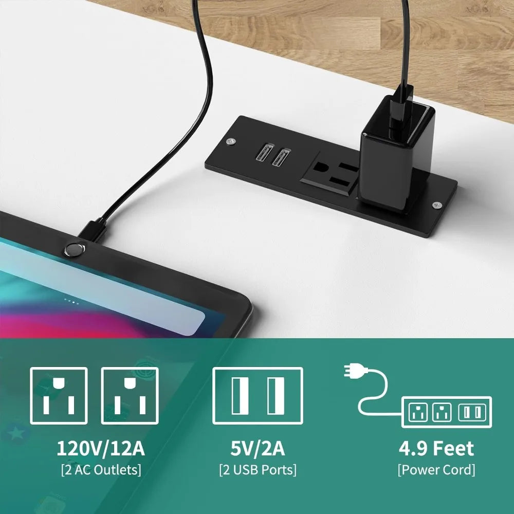 Nightstand with Charging Station Modern Bedside Table 2 Drawers USB