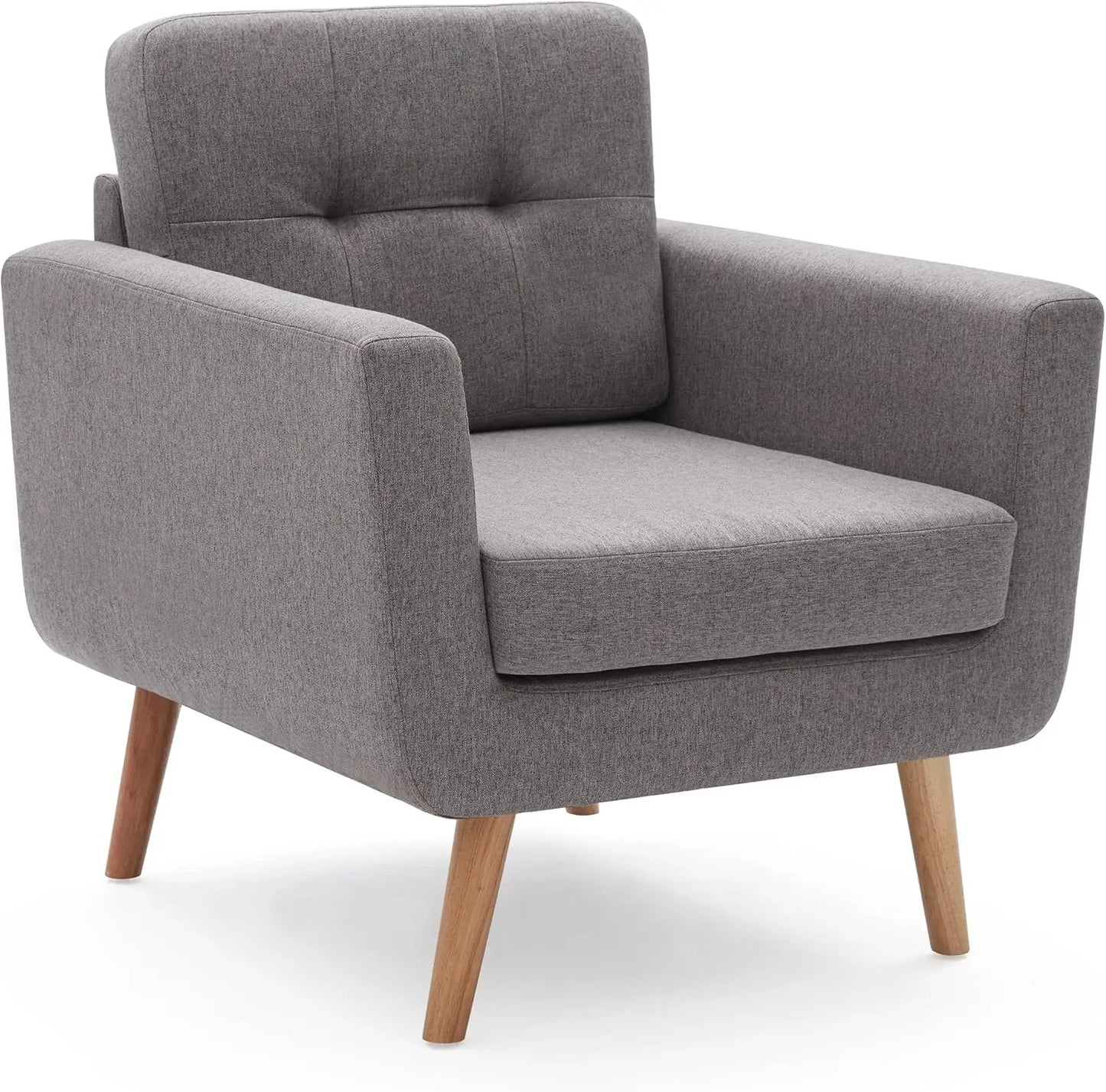 Linen Accent Chair Mid Century Modern Upholstered Reading Comfy Chair