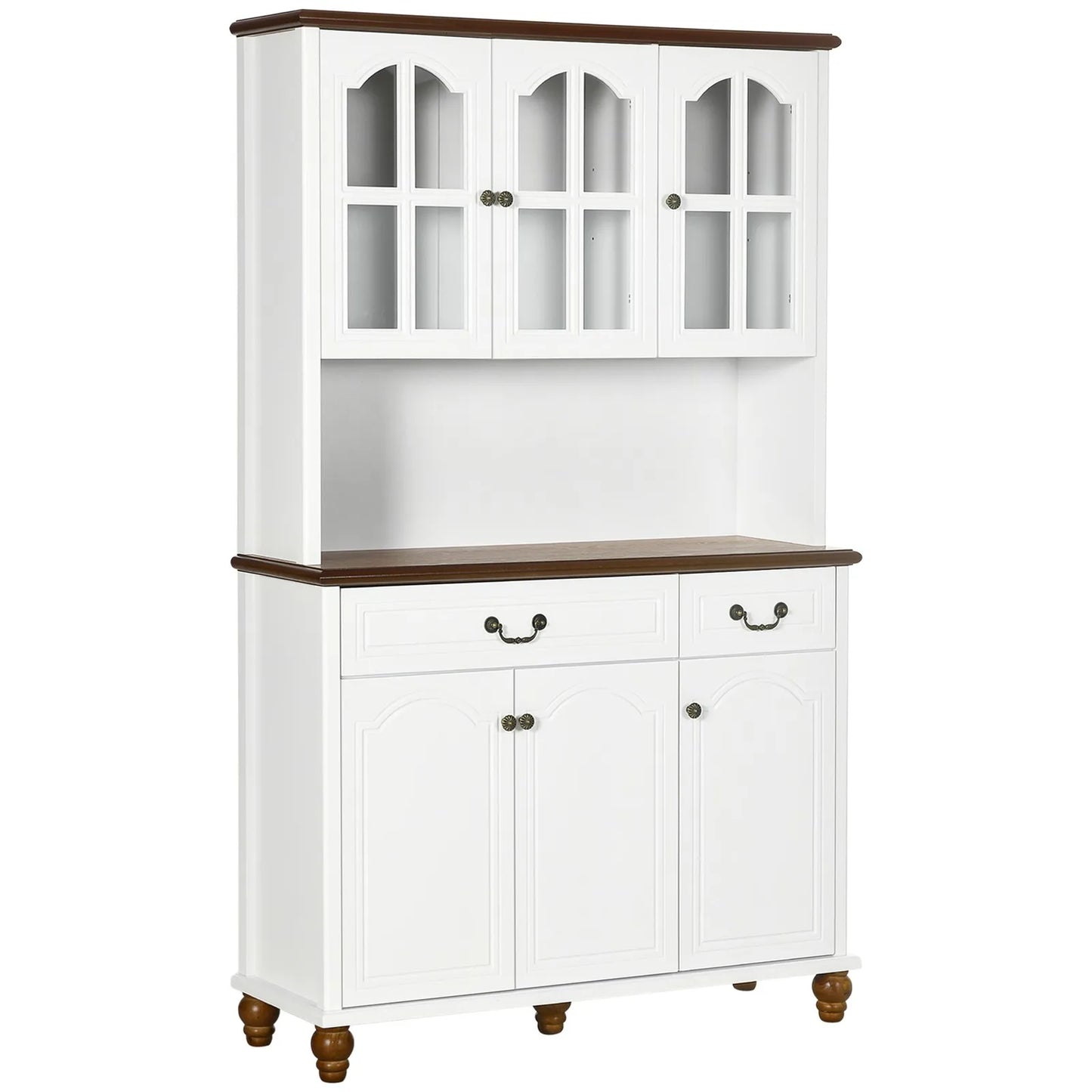 Ljustra Kitchen Buffet Hutch 6 Door 2 Drawer Storage Cabinet Modern
