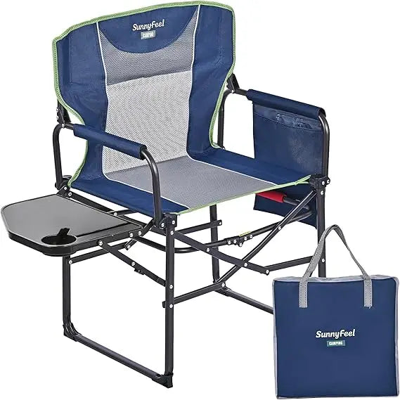 Heavy Duty Portable Folding Camping Chair with Side Table and Pocket