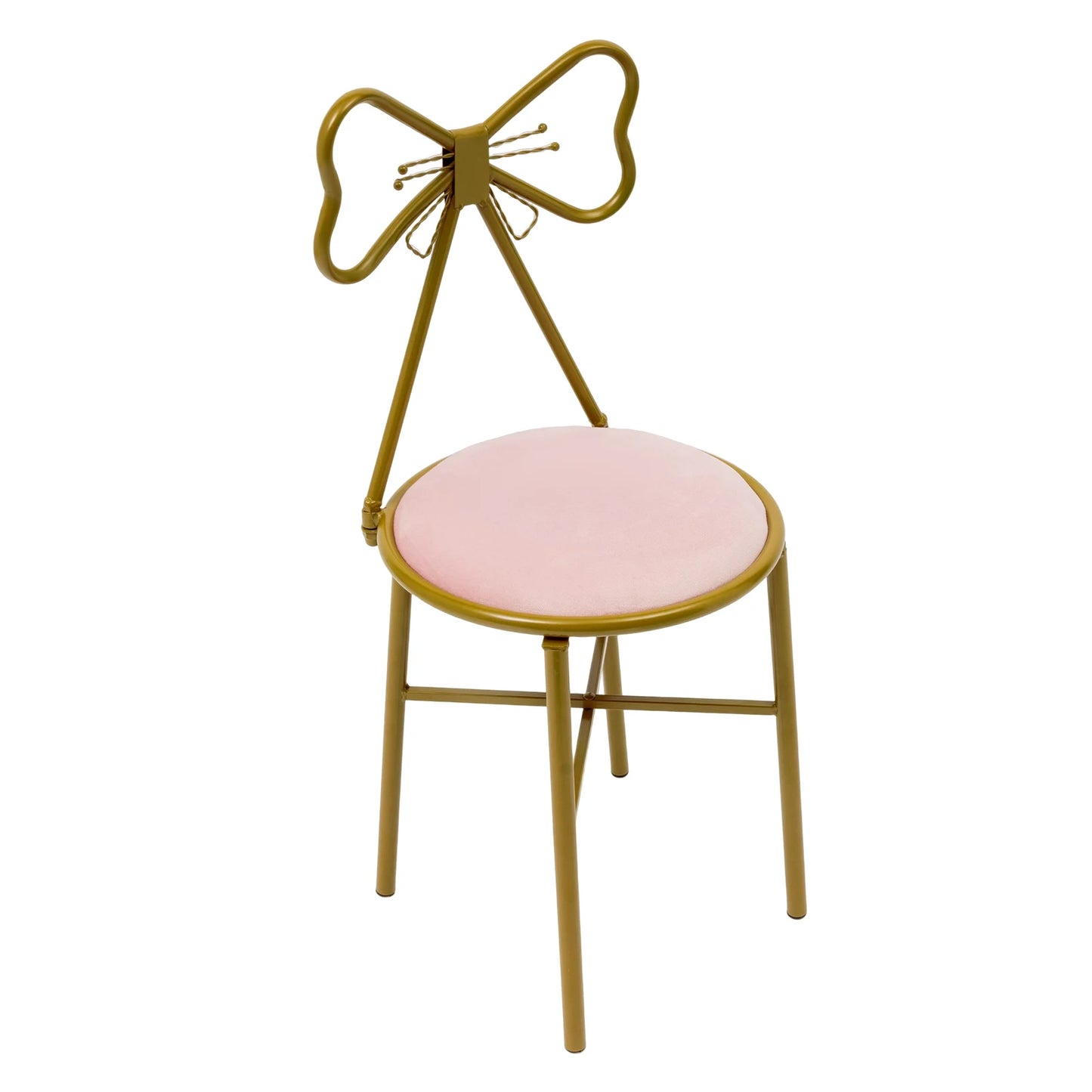 Modern Makeup Dressing Chair Light Pink Bow Shaped Bedroom Chair