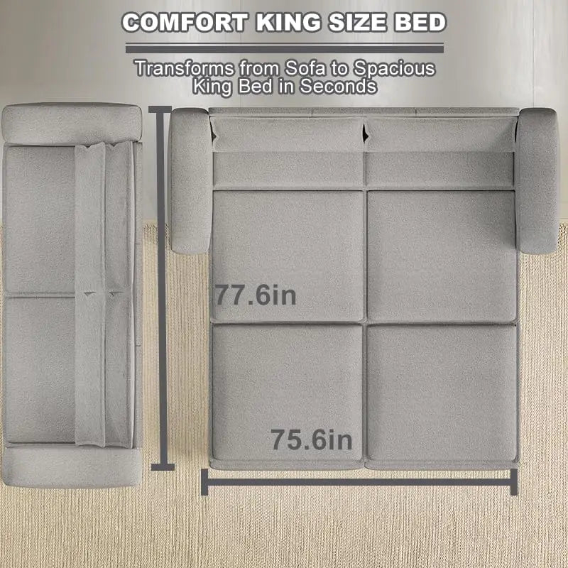 Ljustra 93 Inch King Pull Out Sofa Bed 3 in 1 Sleeper Couch