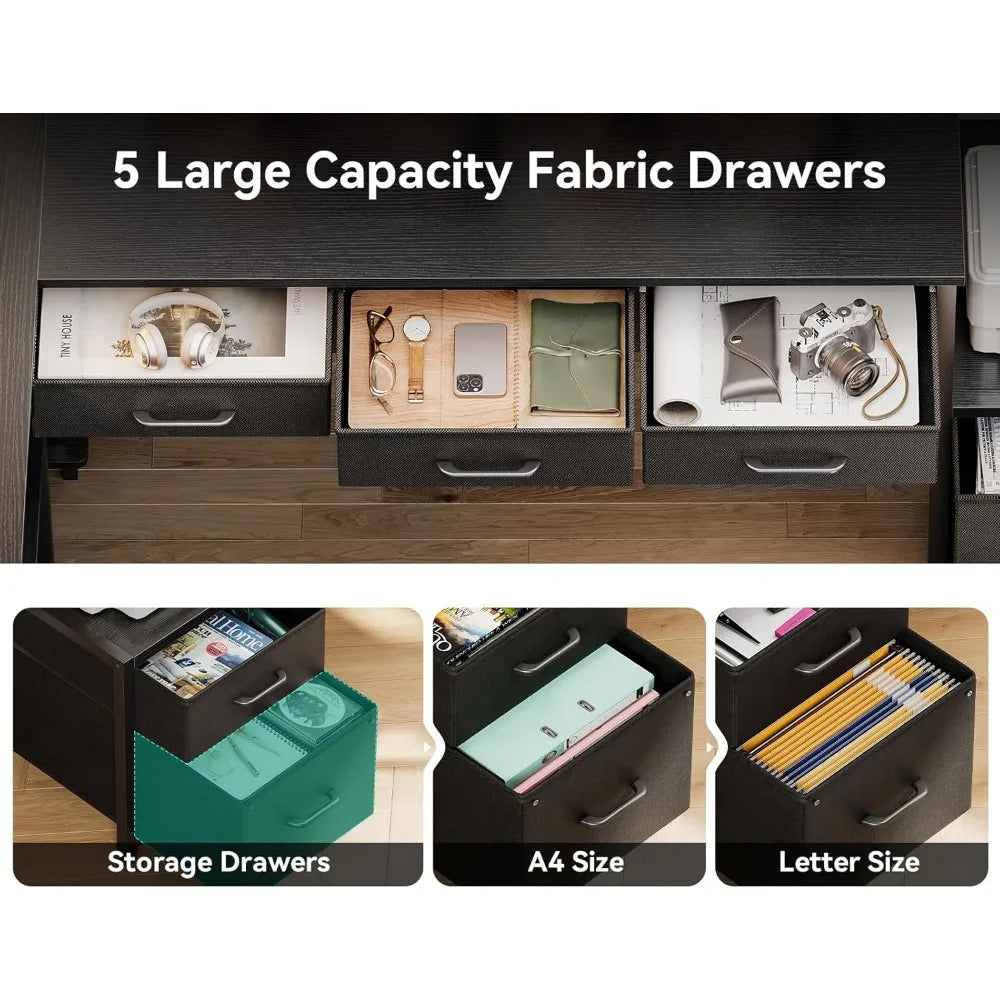 L Shaped Desk with LED Lights and Power Outlets Reversible 79 Inch Gaming