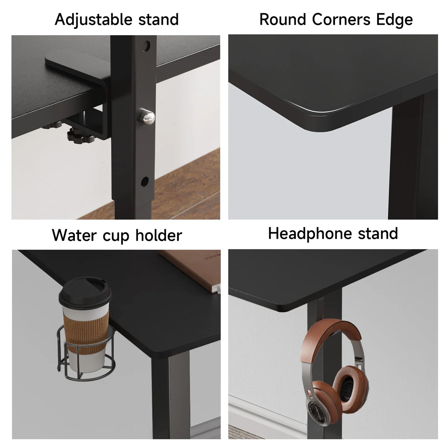 Electric Standing Desk with Adjustable Monitor Shelves and Memory Controller