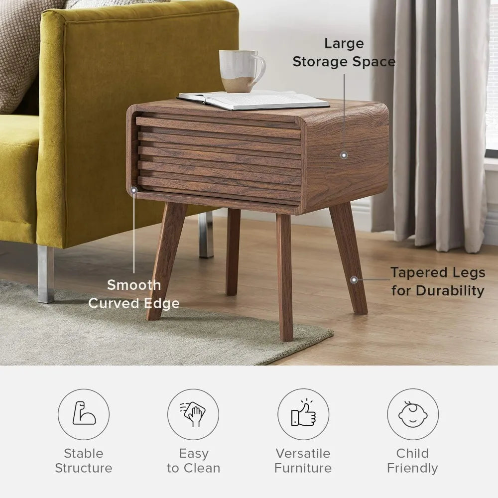 Ensley Nightstand Mid Century Modern Side Table with Drawer