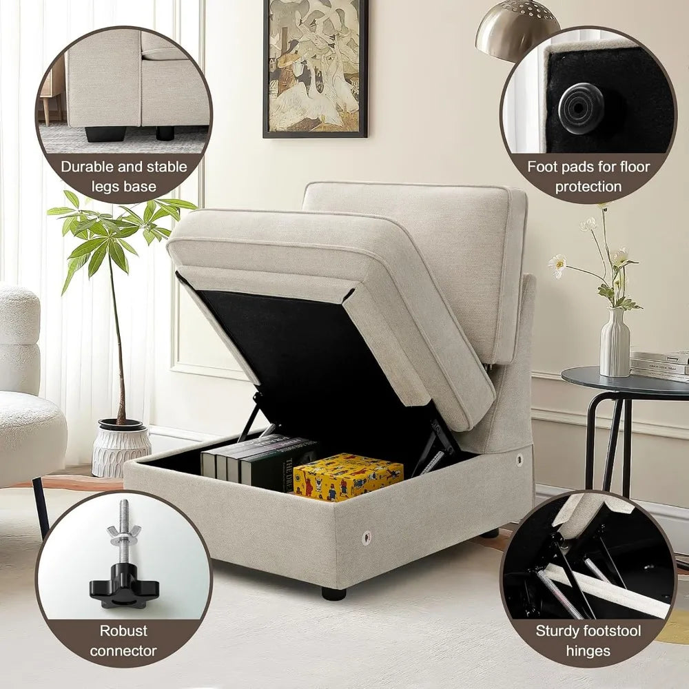 Ljustra 100.5" Modern Modular Sectional Sofa Couch Storage USB Port