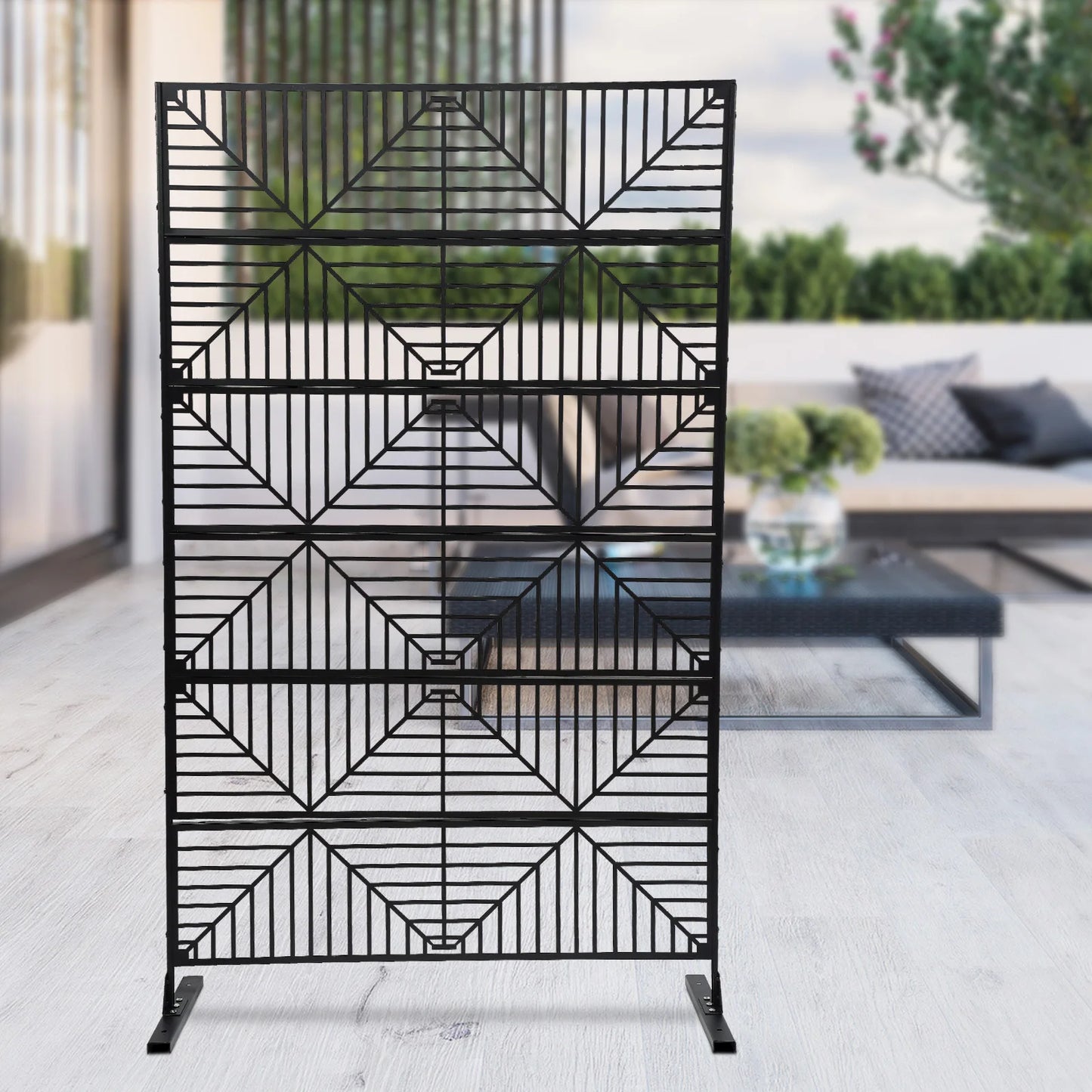 Outdoor Privacy Screen 3.72x5.94ft Steel Fence Elegant Design