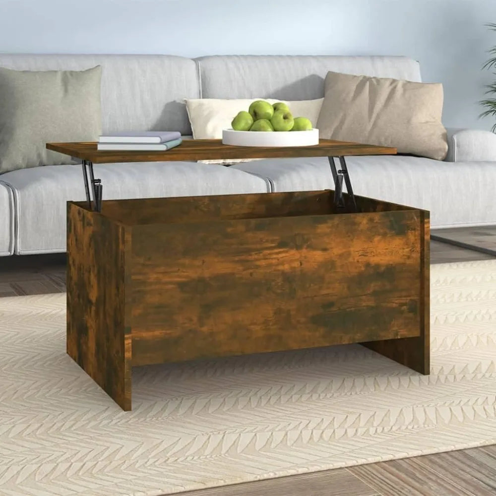 Ljustra Lift-Top Coffee Table Smoked Oak Multifunctional Storage Table